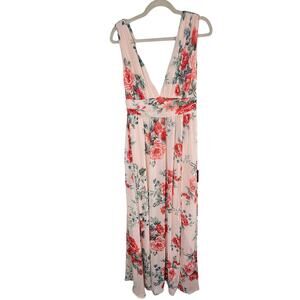 Lulu's Floral Maxi Dress - Pink and White